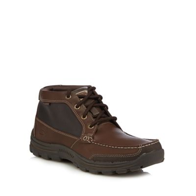 Skechers Big and tall dark brown leather trainers